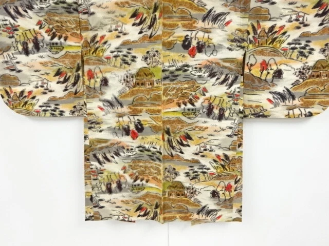 47891# Japanese Kimono / Antique Haori / Meisen / Woven House