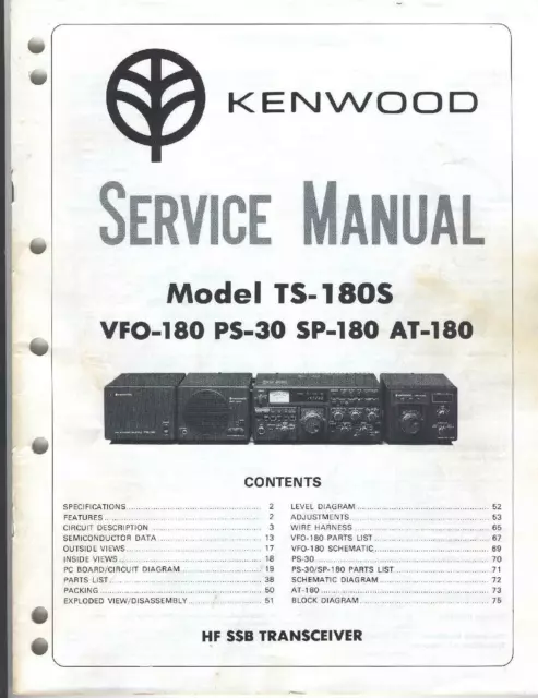 Service Manual-Anleitung für Kenwood TS-180 S,VFO-180,PS-30,SP-180,AT-180