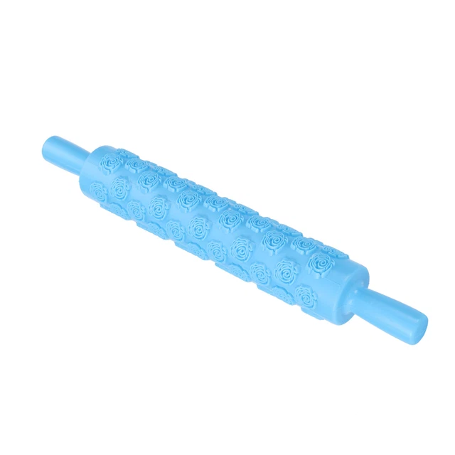 (Motif Rose)Fondant Rolling Pin Tool Plastic Embossing Roller Baking Pastry HOT