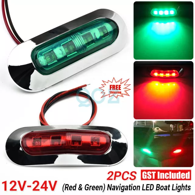 LED Signal Nav Navigation Lights Strip Port Starboard Marine Boat Red & Green