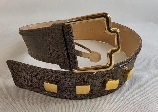 Per Se Women's Vintage Belt Reptile Print Genuine Leather 90's Extra Small