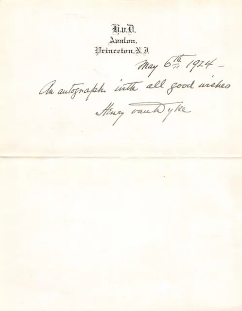 Henry Dan Dyke Us Ambassador To Netherlands Original Autograph Signature 1924
