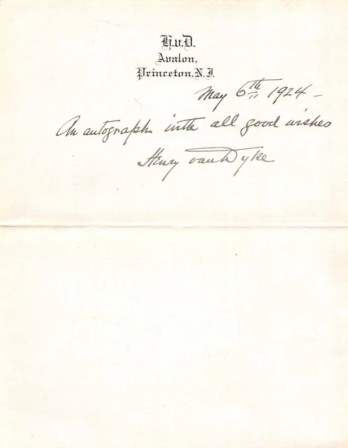 Henry Dan Dyke Us Ambassador To Netherlands Original Autograph Signature 1924