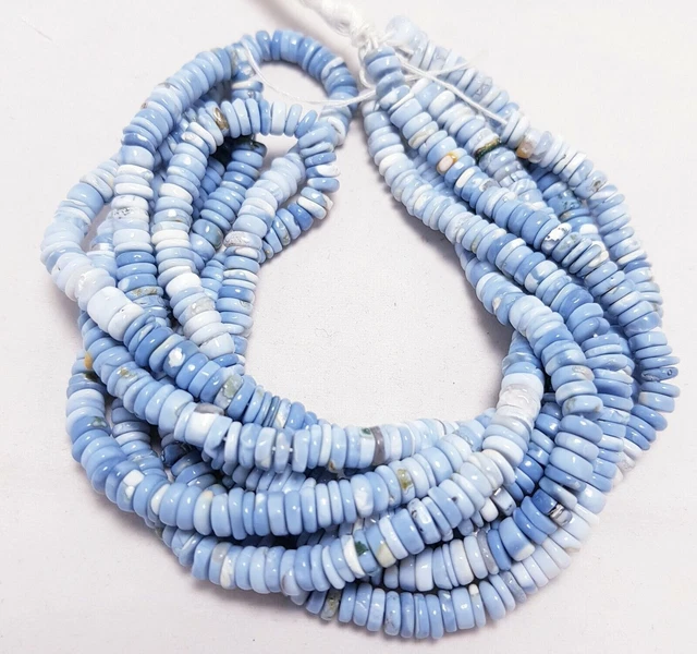 Perles de pierres précieuses Heishi rondelles opale bleue naturelle AAA 4-6...