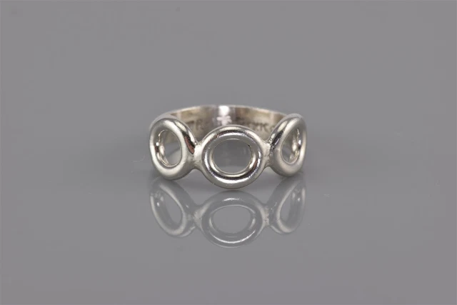 Taxco Sterling Silver Solid Triple Circle Linked Band Ring TR-15 Mex 925 Sz: 8