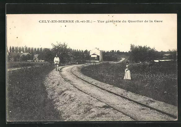 CPA Cely-en-Bierre, Vue générale du Quartier de la Gare