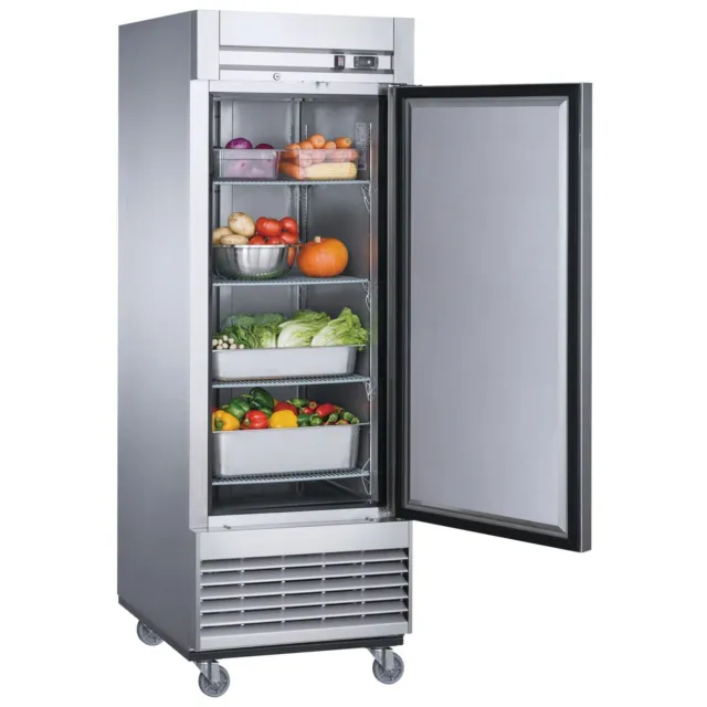 27.5" W 17.79 cu. 1-Door Reach-in Commercial Refrigerator, Stainless Steel