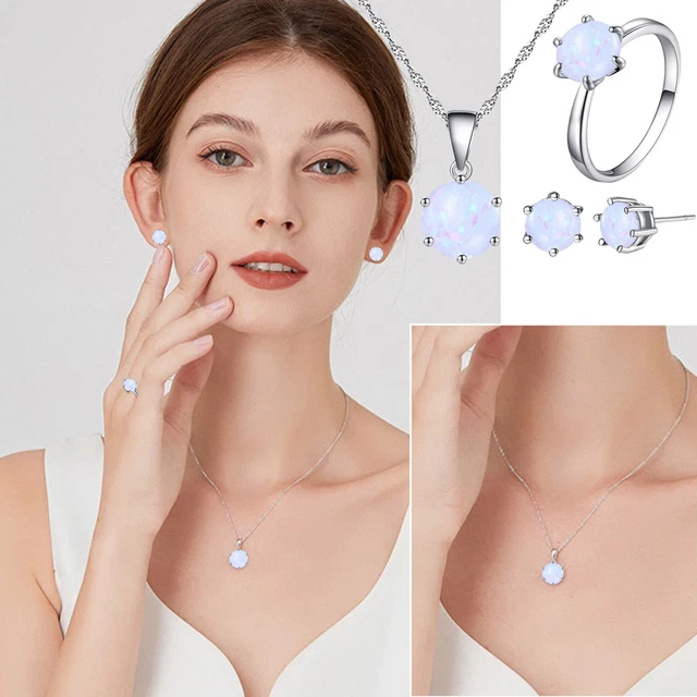 Opal Schmuck Sets für Frau Anhänger Halsketten Choker Ohrringe Ring