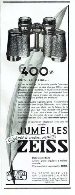 publicité Advertising  AD 0223 1935  les jumelles  Zeiss