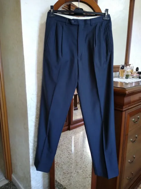 Pantalone Biella Luigi Botto Merino Extrafine elegante uomo pence blu grigio 50 2