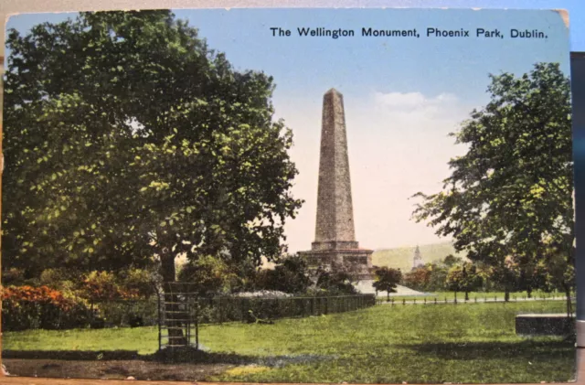 Irish Postcard WELLINGTON MONUMENT Obelisk Phoenix Park Dublin Ireland Saxony