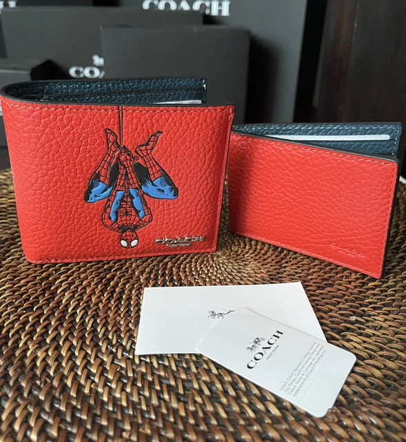 COACH SPIDER MAN MARVEL 3 In 1 Men s Wallet Leather NWT 299.99