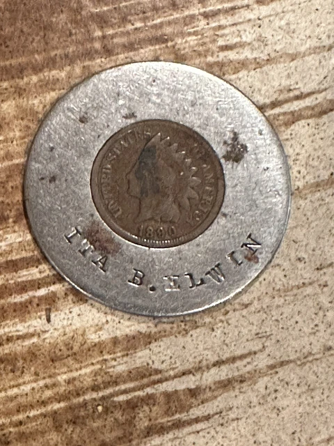 1890 ENCASED Indian Head Cent Ita Elwin