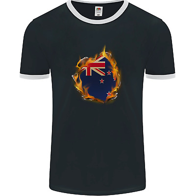 The Flag of New Zealand Fire Effect Kiwi Mens Ringer T-Shirt FotL