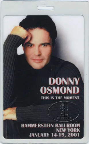 Donny Osmond 2001 Tour Laminated Backstage Pass