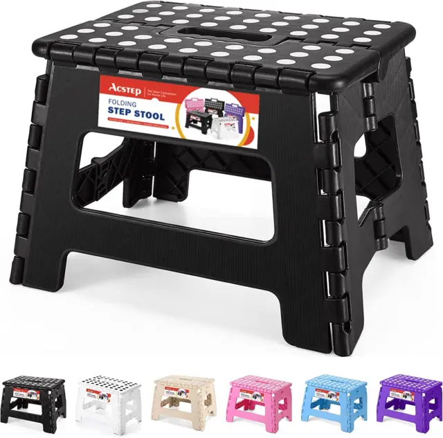 Folding Step Stool 9'' Tall Kids Step Stool Holds up to 300 Lb Plastic Foldable