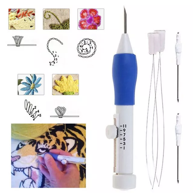 NEW Punch Needle Stitching Sewing Tools DIY Crafts Kit Poking Embroidery Pen Set