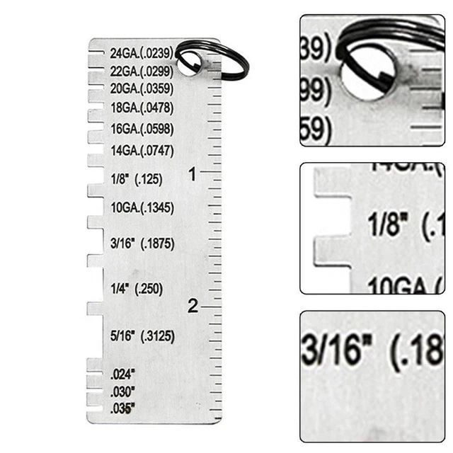 WIRE/METAL SHEET THICKNESS Gauge Welding Gage Plated Inspection Size