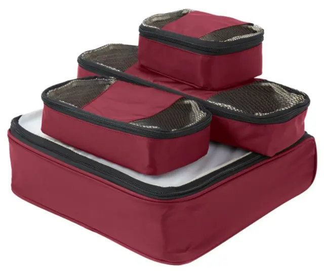 Samantha Brown Travel Slim Line Packing Cubes 4-Piece Set Burgundy NWT