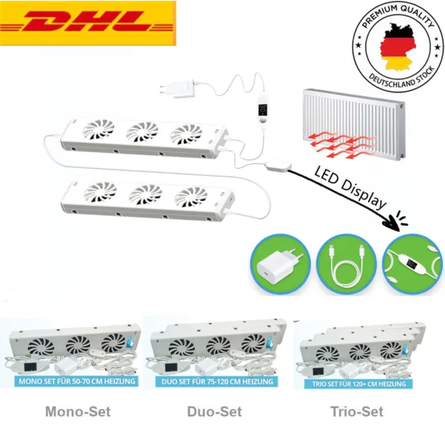 Heizkörperverstärker Heizkörperventilator Mono-/Duo-/-Trio-Set mit LED Display