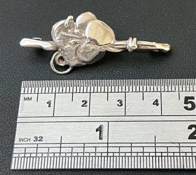 Broche Ancienne En Argent Massif 925 Norne Style Art Nouveau - Occasion, émaux Fleuris