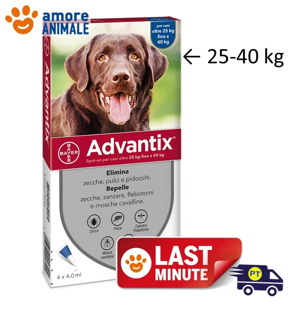 Advantix Bayer 4 pipette per cani da 25-40 kg - Antiparassitario  ex oltre 25 kg
