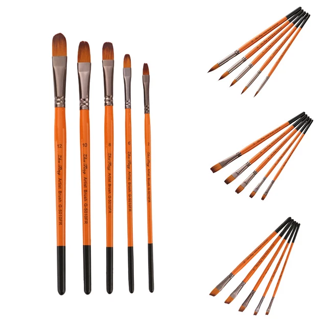 5 Set Artist Paint Brush Capelli in nylon Acquerello Forniture per pittura a