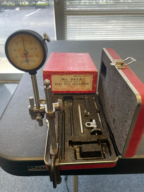Starrett Universal Dial Indicator Set, No. 645A, Back Plunger with Case & Box Starrett Universal Dial Indicator Set, No. 645A, Back Plunger with Case & Box