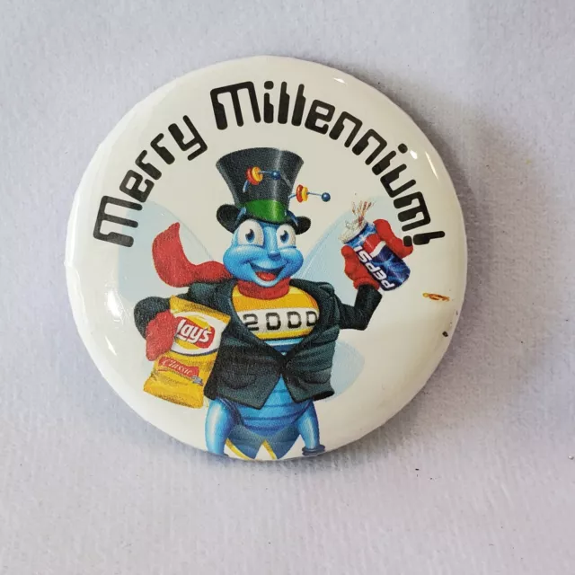 Vintage 2000 Merry Millennium Advertising Button Pin Frito Lay Pepsi Lay's 2"