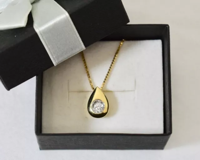 0,15 Karat echte runde Diamant Halskette 14K Gelbgold 18 Zoll Box Kette zum Verkauf