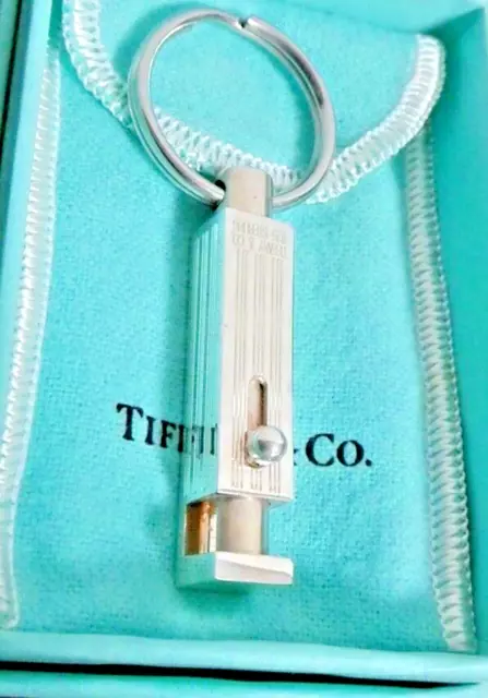 Tiffany & Co. Sterling Silver Classic Valet Keychain Key Ring in Pouch & Box