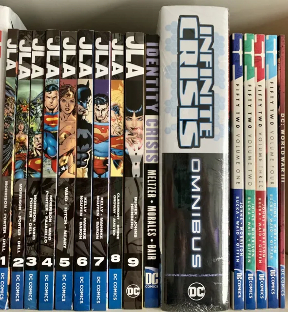 JLA Justice League Vol 1-9 TPB Set Lot / Infinite Crisis Omnibus / 52 TPBs DC