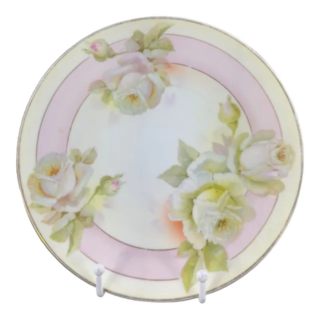 ROYAL RUDOLSTADT PRUSSIA Hand Painted Roses Plate Dish Porcelain Ceramic Marked