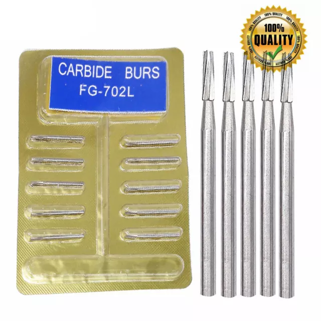 Dental Surgical Carbide Burs FG 702L 25mm Cross Cut Taper Fissure 10Pcs/pack