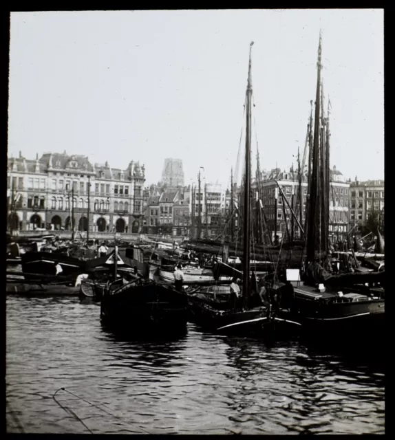 INNERHAFEN ROTTERDAM NIEDERLANDE C1920 FOTO Magic Latern Dia