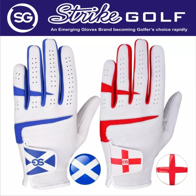 SG Pack 5 Herren Cabretta Leder Golf Handschuhe England Schottland Logo