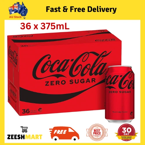 Coca-Cola Coke Zero Sugar Soft Drink Cans 36 x 375ml FREE SHIPPING!