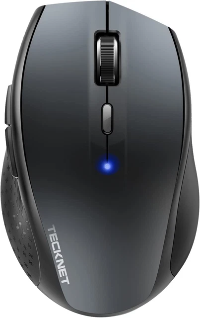 TECKNET Bluetooth Mouse, 3200DPI Wireless Cordless Mice Ergonomic Grey