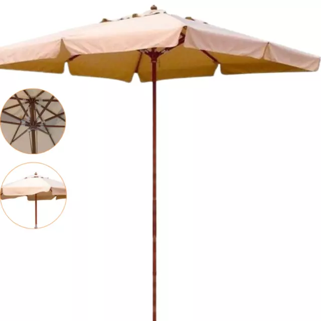 Parasol pour Jardin 2x3 3x3 3x4 Pôle Central en Bois Pour L'Extérieur Toile Ercu