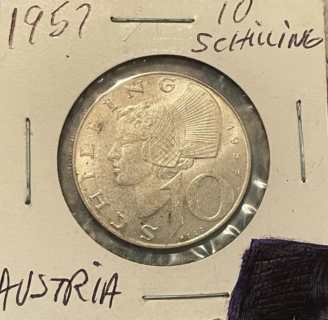 1957 Ten Schilling Austria Coin, Free Shipping