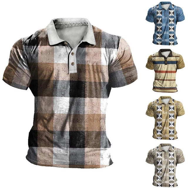 T-shirt uomo con colletto con bottoni a maniche corte per bodybuilding e fitness