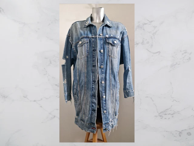 Veste En Jean Blanc Zara Femme - Taille S - Pompons Décoratifs - Occasion Très Bon état