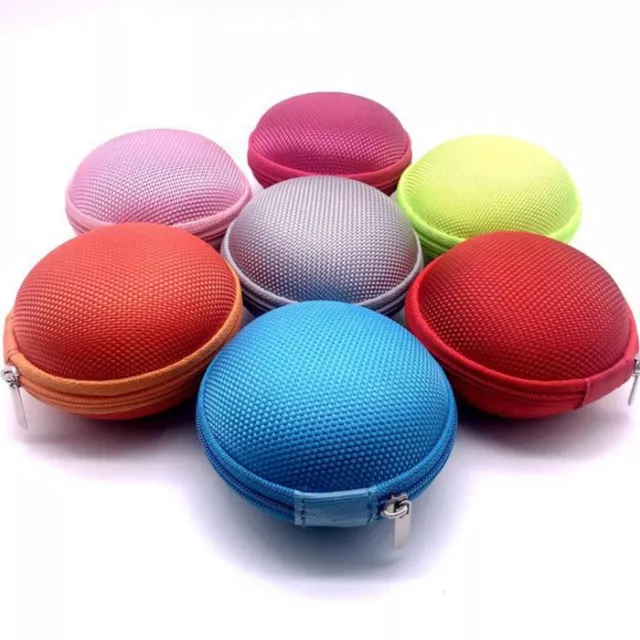 Portable Mini Round Zipper Earphone Holder Watch Storage Case Coin Wallet Bag