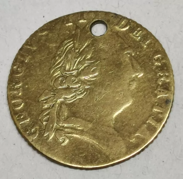 Vtg 1790 King George III Brass Metal Gaming Token Coin Necklace Pendant Charm
