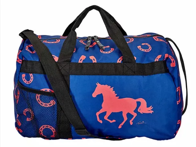 Jaycee Horse & Western Gifts  Womens Ladies Horseshoe Print 18" Duffle  Bag Blue
