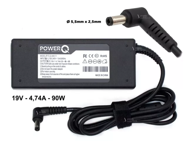 Unité Alimentation PowerQ 90W 19V 4.74A pour Asus F3JV F3KA F3KE F3KR F3L