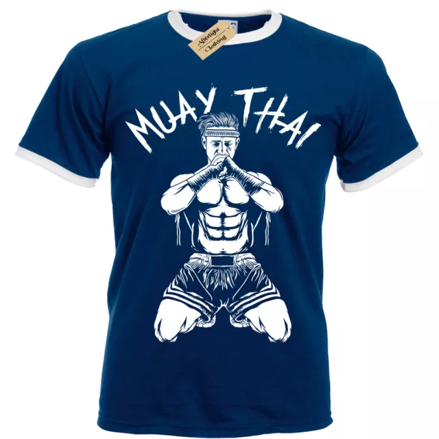 MUAY THAI Mens T-Shirt S-3XL Ringer MMA Kick Boxing Training Top