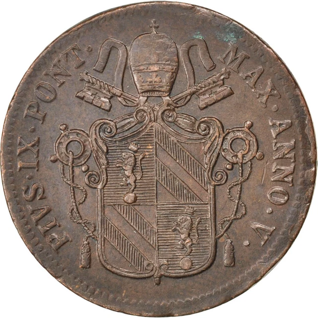 [#32425] Coin, ITALIAN STATES, PAPAL STATES, Pius IX, Baiocco, 1851, Roma, AU