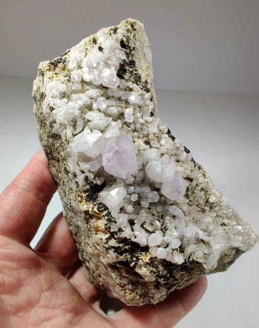 Amethyst, clear Quartz crystals. Jackson Crossroads, Georgia. 927 grams. Video.