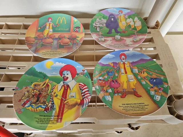 Vintage 1989 Ronald McDonald's 9" Plastic Collector Plates, Set of 4 .